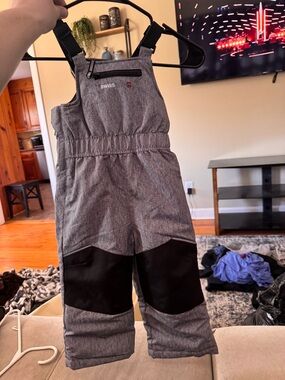 Swiss Tech Gray and Black Kids Snow Bib Overalls